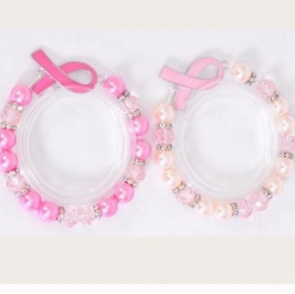 Breast Cancer Awareness Bracelet Beaded **Lt Pink Hope Adjustable NEW - Picture 8 of 9